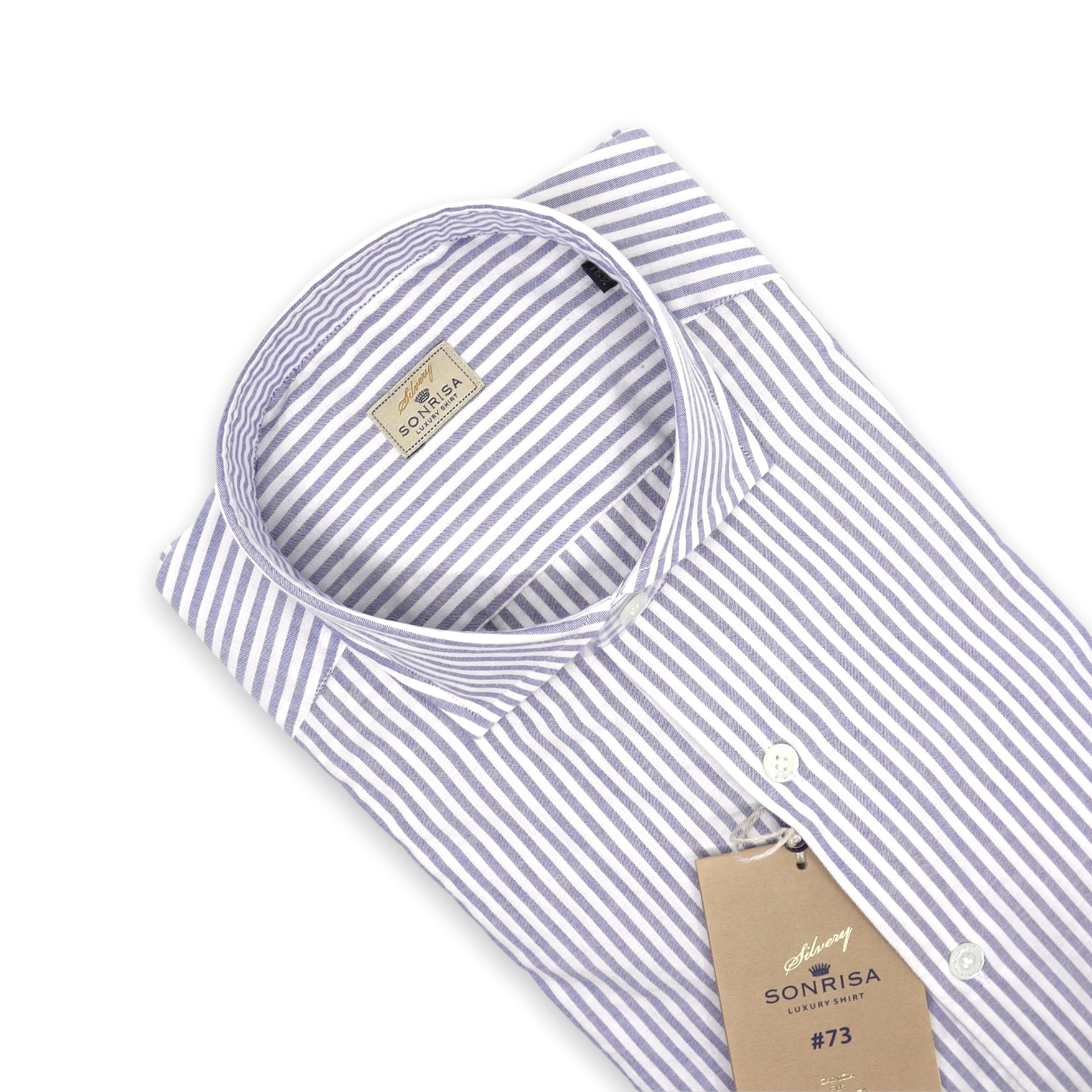 Sonrisa Striped Cotton Jersey Shirt / White & Light Blue